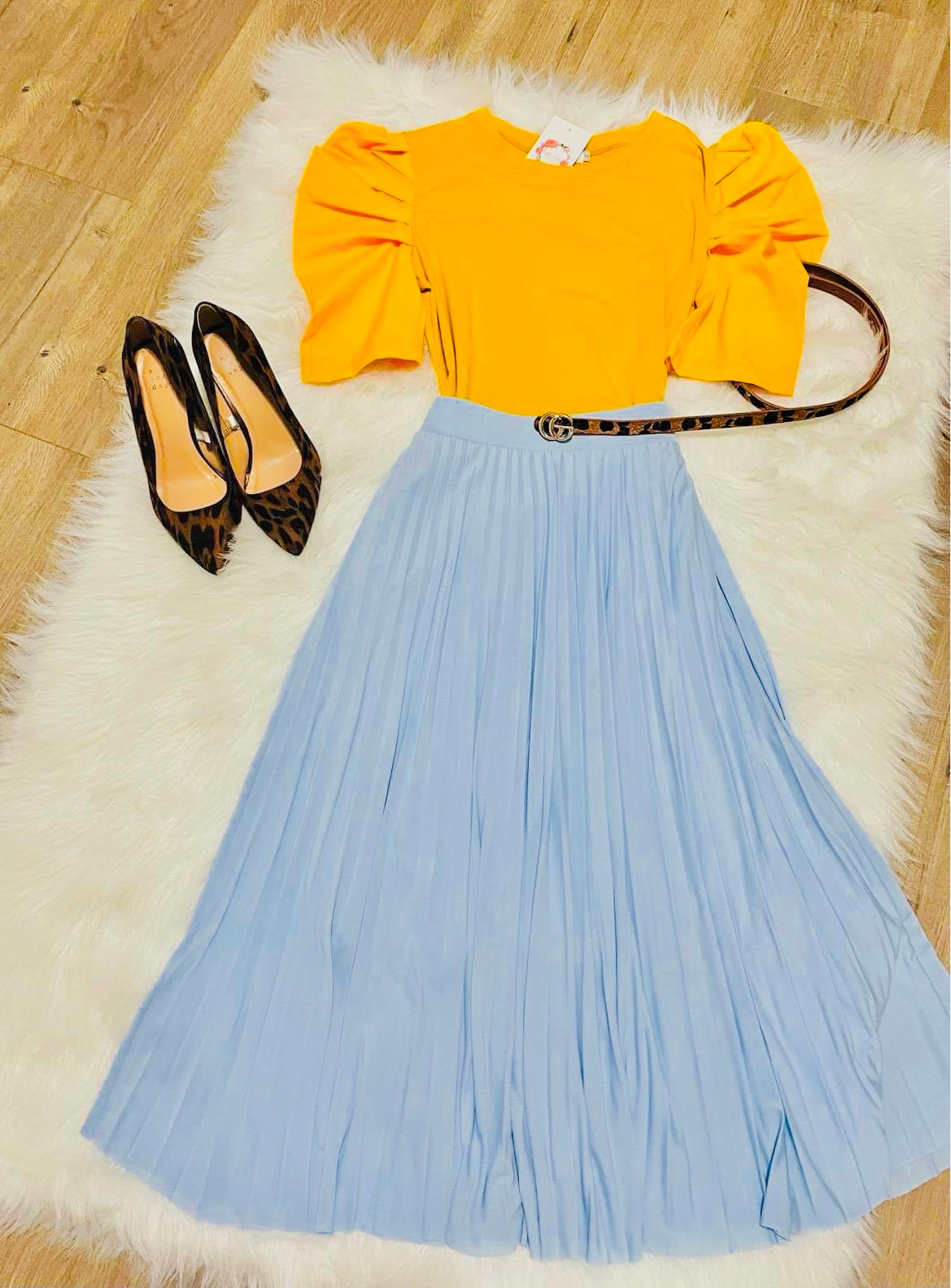 Mustard Ruffled Sleeve Top