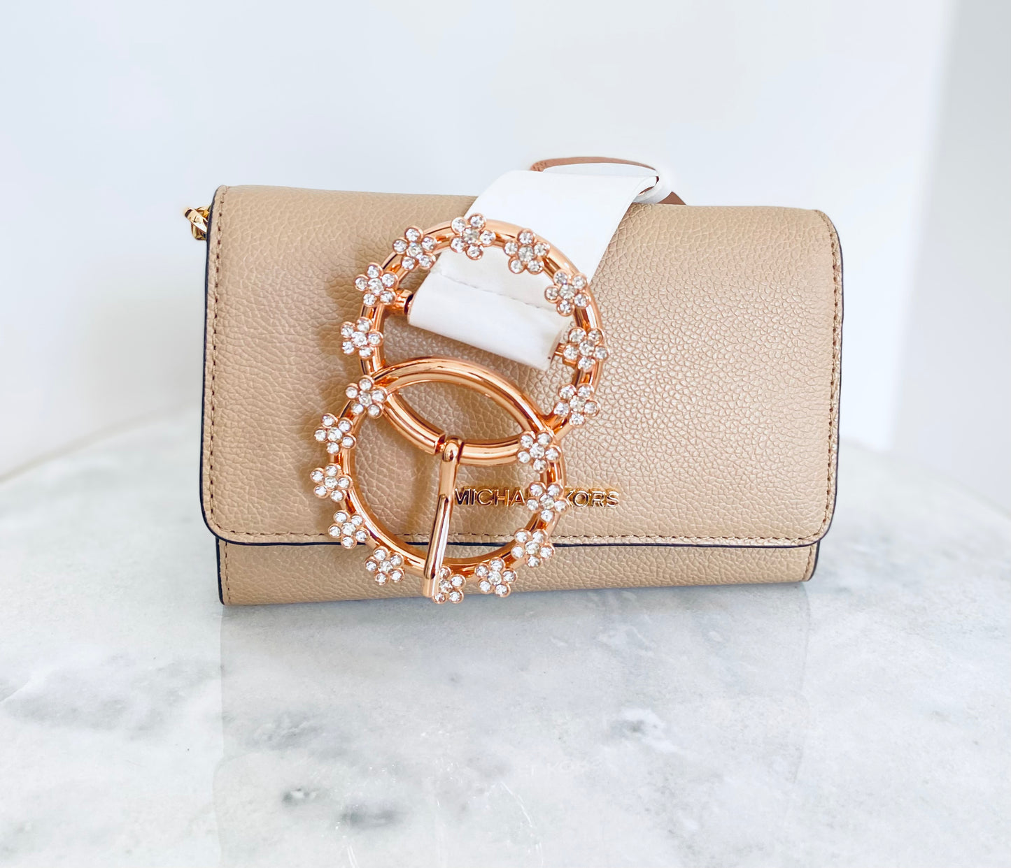 Floral Rhinestone-White